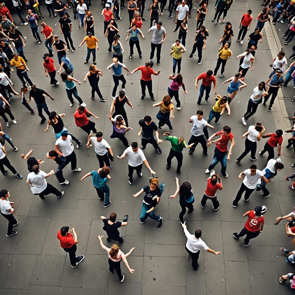 Dynamic Street Dance Battle in Urban Setting