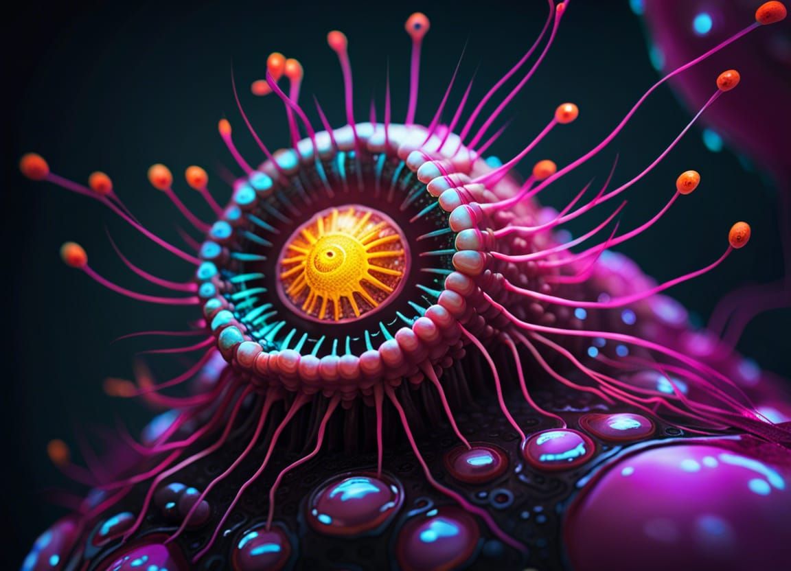 Macro Barnacle Polyp in Cyberpunk Style