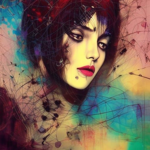 Bauhaus Poster of a Beautiful Girl with Shiny Eyes