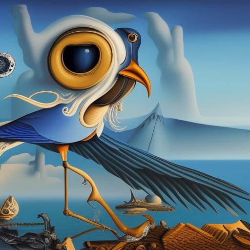 Surreal Blue Bird Inspired by Fantasy Art