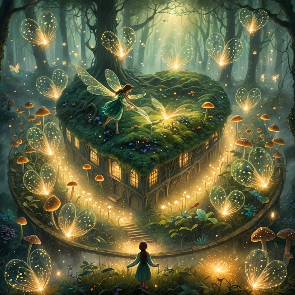 Ethereal Woman in Misty Forest: Kinkade Style