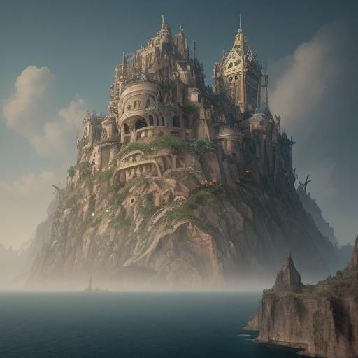 Opera Stage with Gilded Dome in Surreal Style