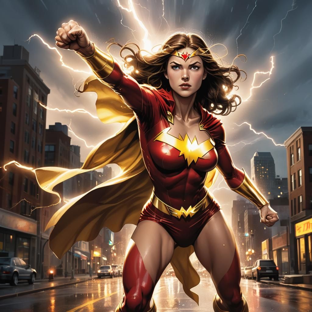 Mary Marvel Comic Book Art in DC Style