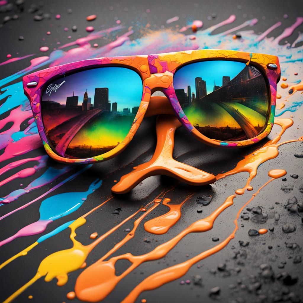 Sunglasses in Graffiti Splash Art Style