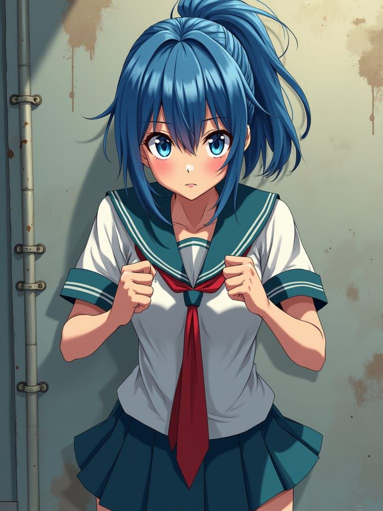 Fierce Anime Girl Ready for Battle in 3D Style