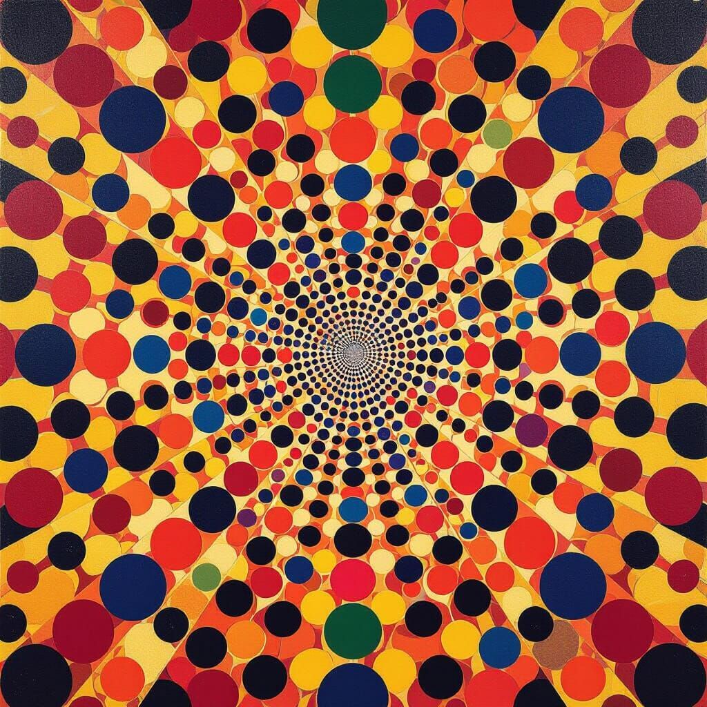 Vibrant Polka Dot Art in Yayoi Kusama Style