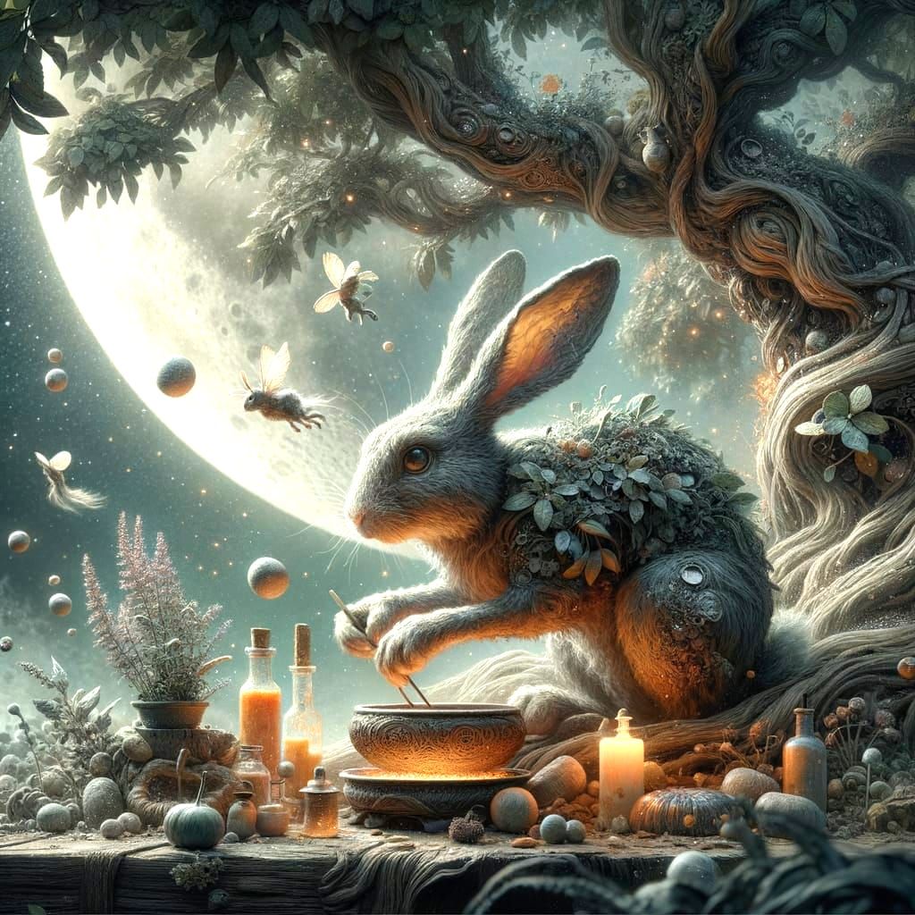Moon Rabbit Elixir Under Lunar Tree