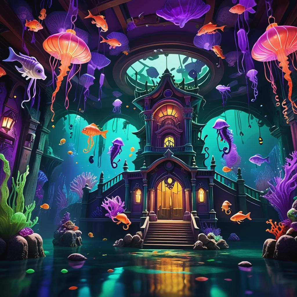 Underwater Seahorse Kingdom Theatre Concept Art