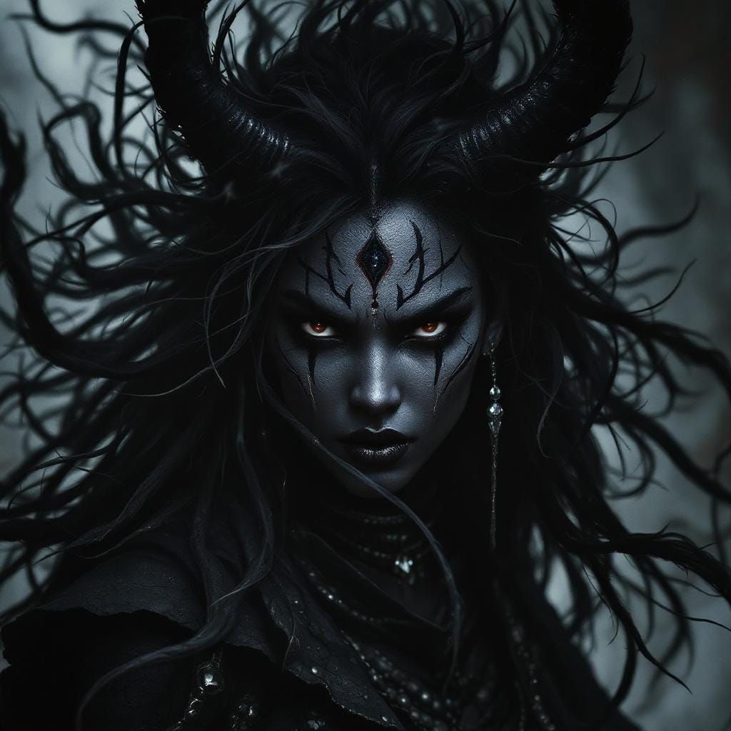 Fantasy Hindu Goddess Kali in Dramatic Shading