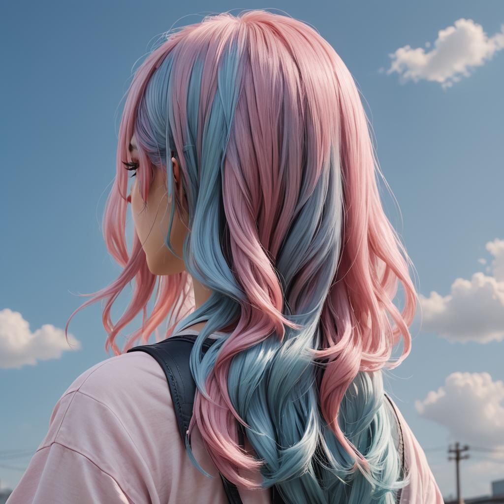 Anime Girl with Pastel Hair in 3D Style