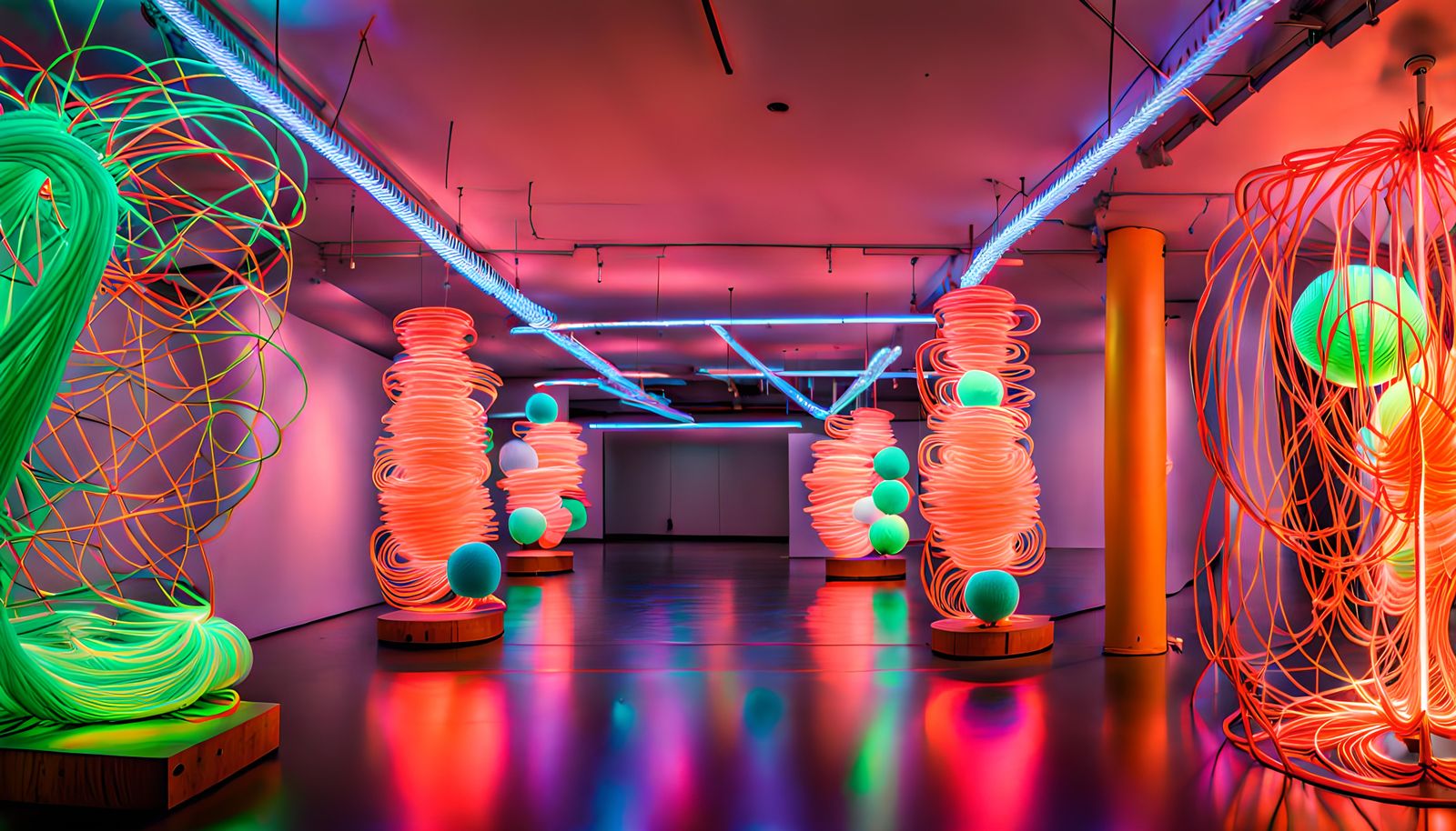 Fluorescent Universe of Springs and Glass