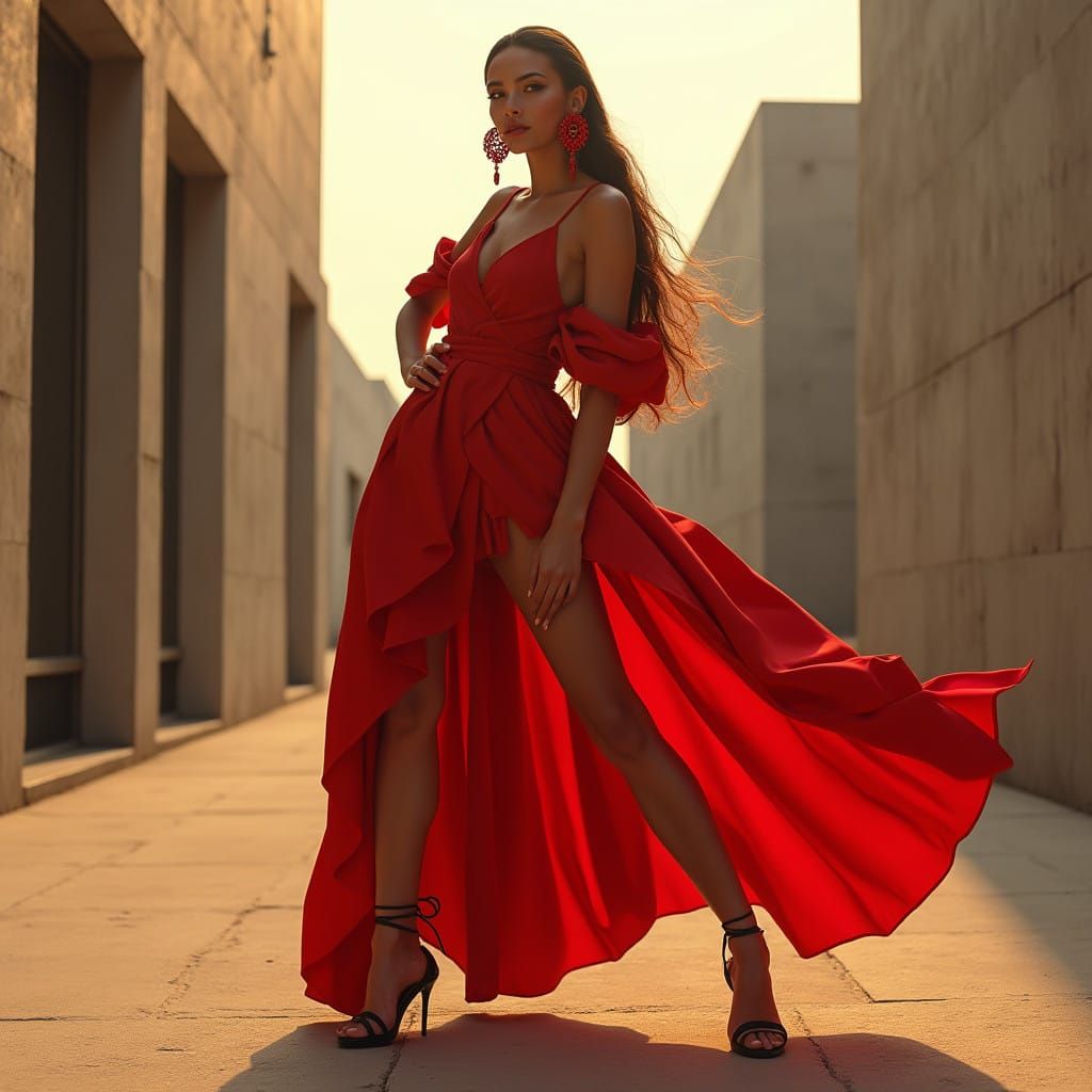 Confident Avant-Garde Fashion Editorial in Urban Setting