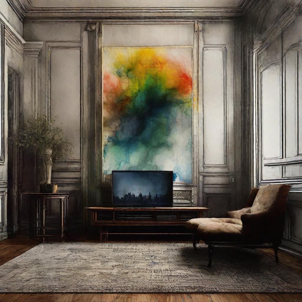 Abstract Portrait in Shin-hanga and Sumi-e Style