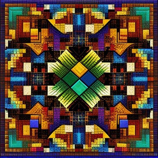 Cubist Mosaic Owl with Rainbow Fractal Gradient