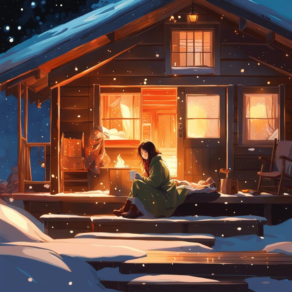 Dreamy Cabin Interior in Digital Painting Style