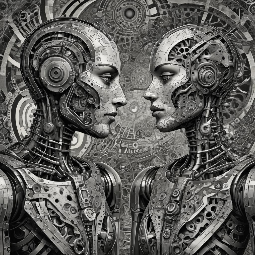 Vintage Robot Cubist Masterpiece in Splash Art