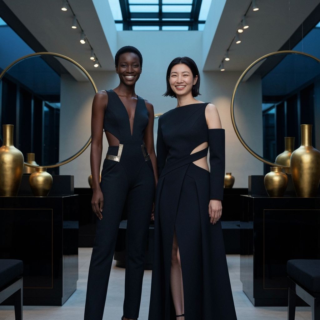 Elegant Women in SHOHEI Fashion Under Twilight Moon