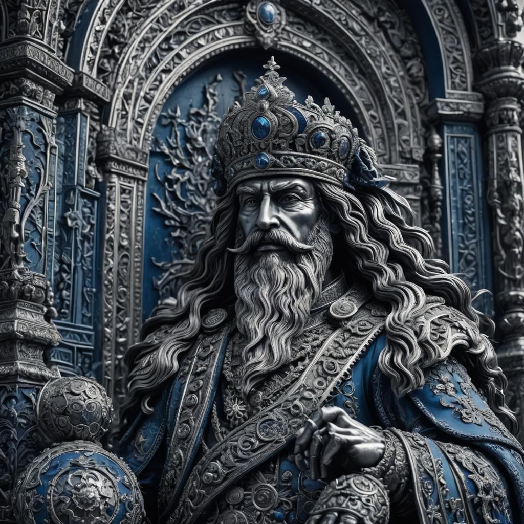Monochrome Blue Tsar Portrait in HDR