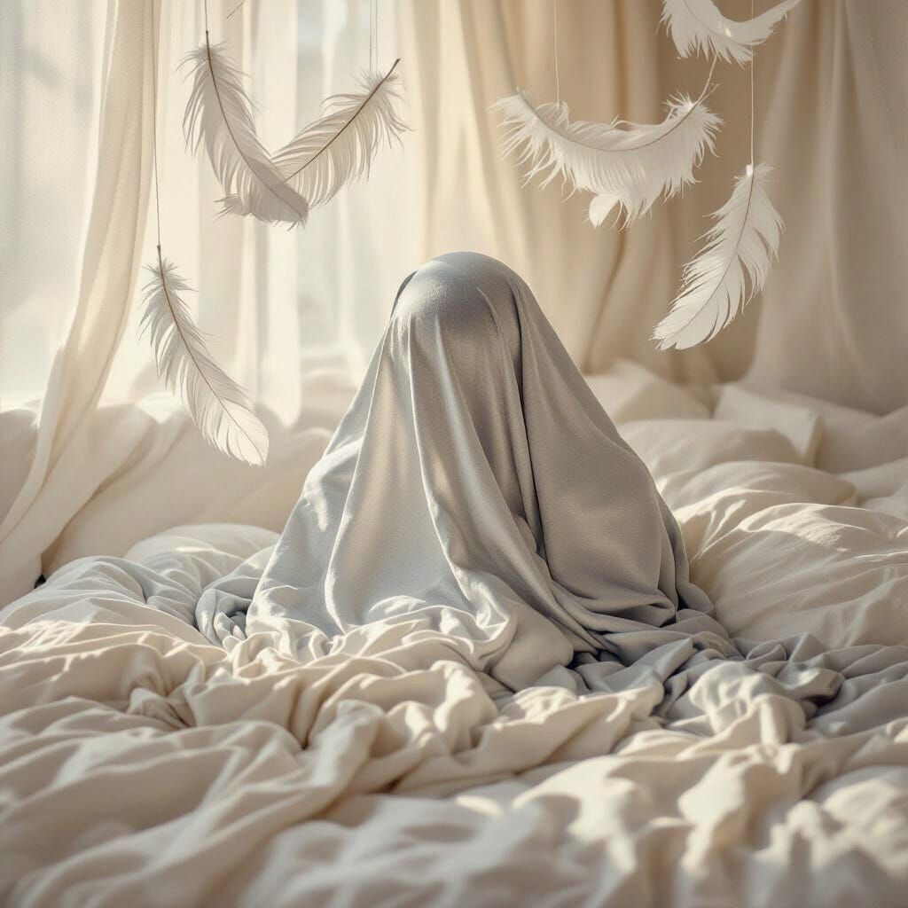 Ethereal Dreamscape: White Feathers in Muted Light