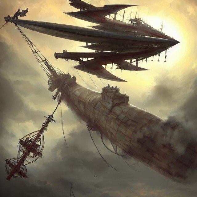 Sky Pirates Attack Airship: Trending Artstation Artwork
