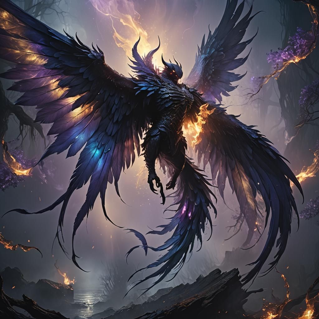 Dramatic Demon Wings Unfolding in Dark Fantasy Art
