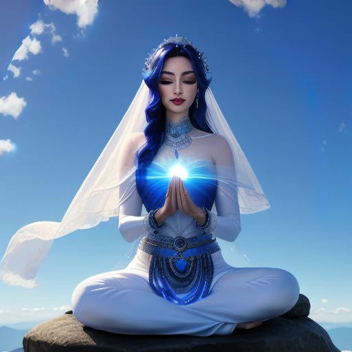 Woman Meditating with Glowing Aura and Orb