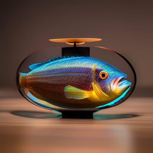 Glowing Lightbulb Aquarium with Colorful Fish