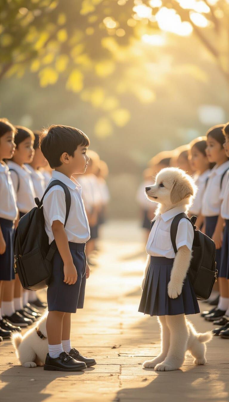 Puppies' First Day of School: Cinematic Morning Scene