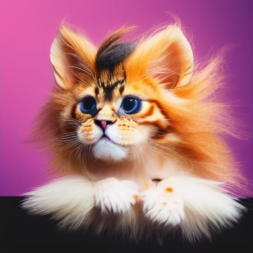 Cute Kitten with Haute Couture Hairstyle