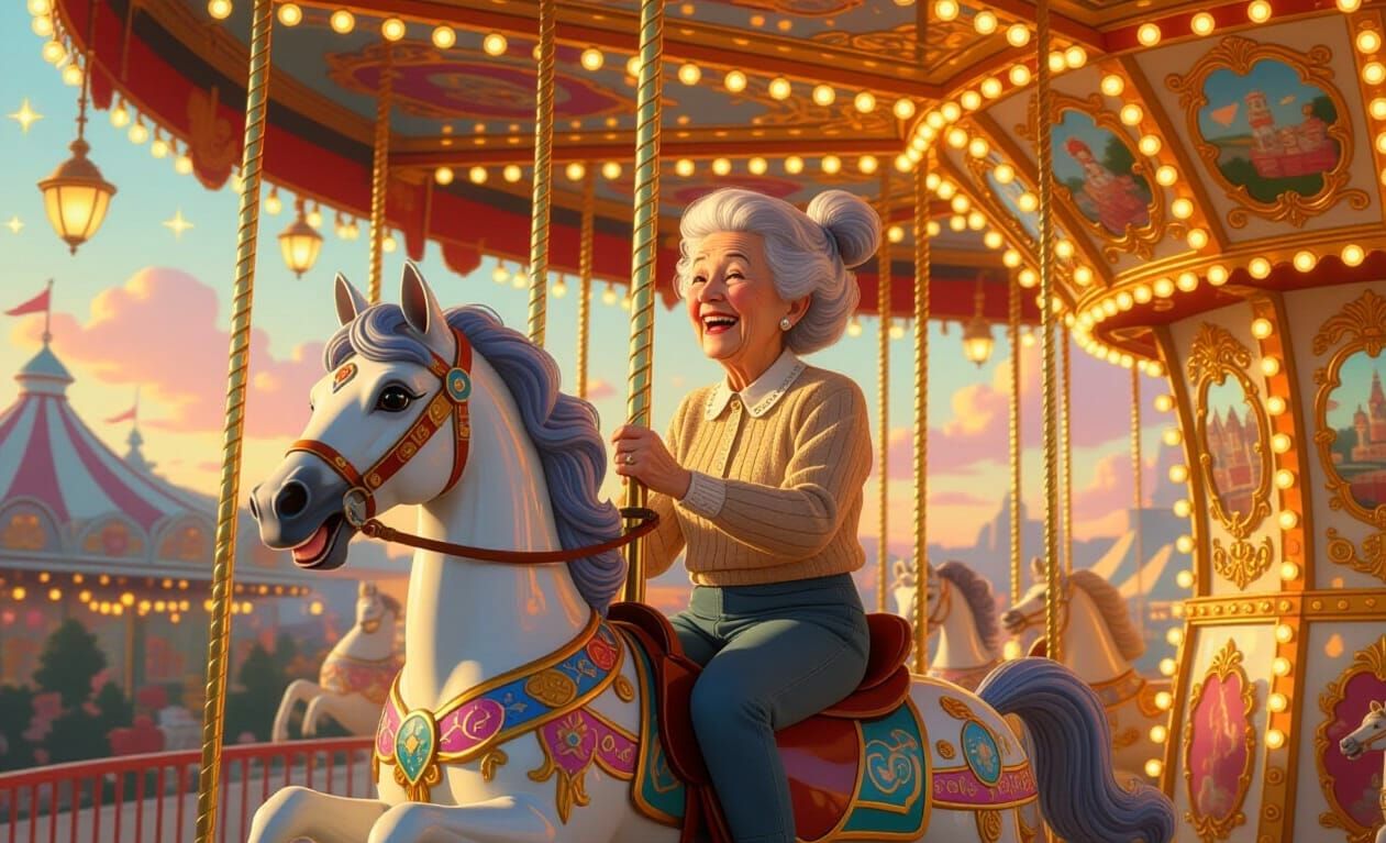 Enchanted Carousel Ride: A Vibrant Fantasy Scene