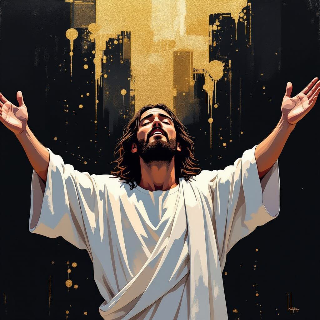 Jesus: Ecstatic Reverence in Black, White and Gold