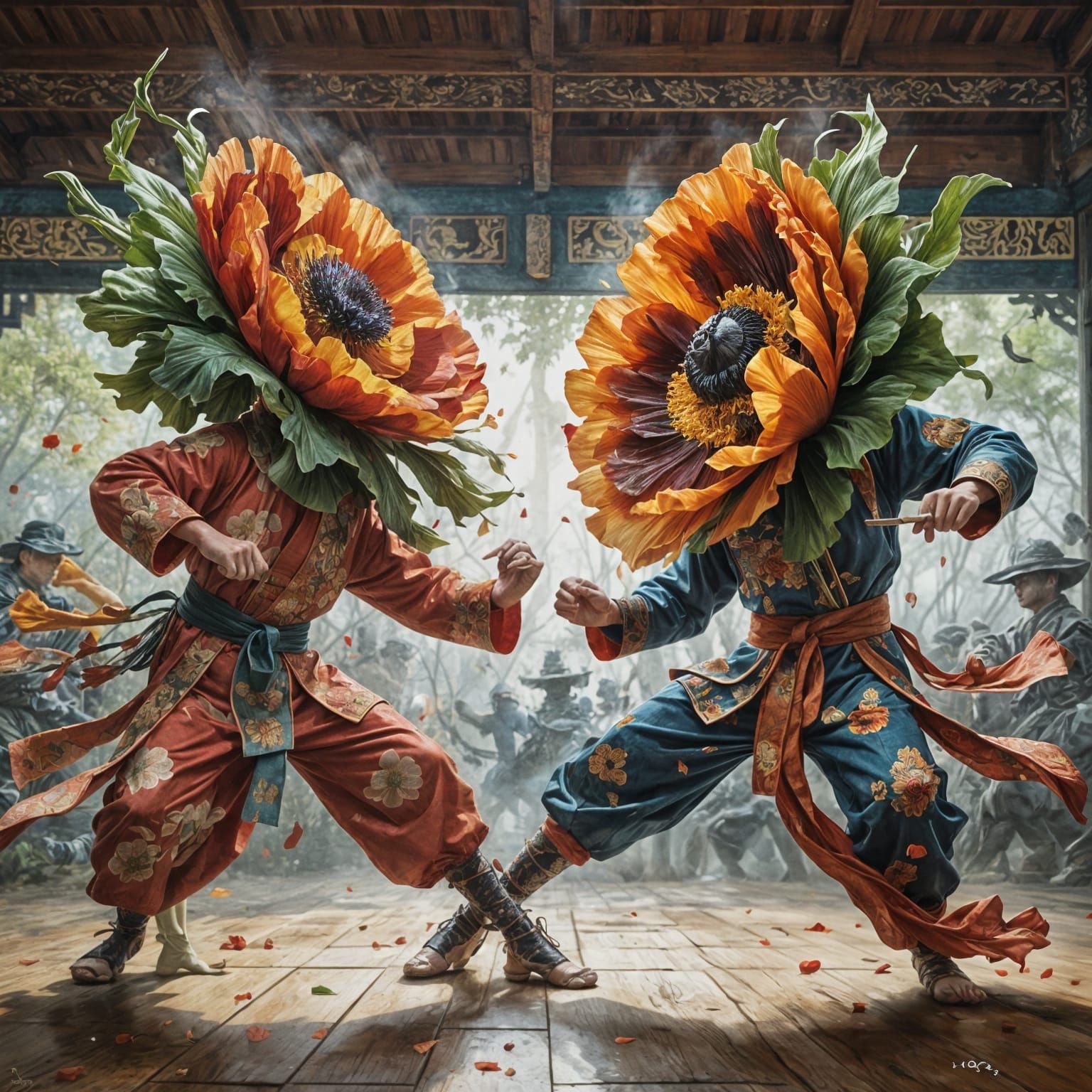 Kung-Fu Poppies Clash in Epic Duel Painting