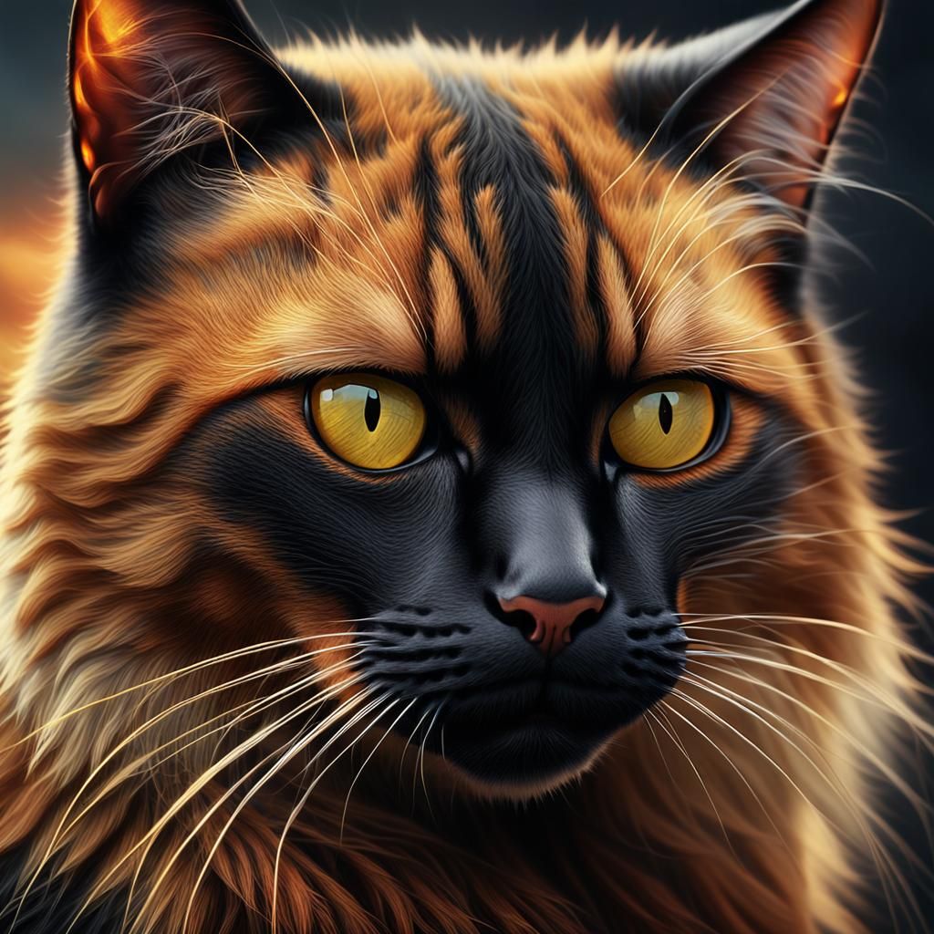 Close-up of Mottled Ginger Cat, Fantasy Concept Art
