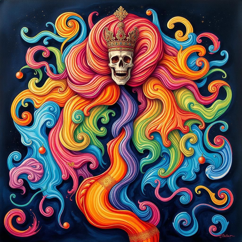 Death in Candyland: Gouache Swirls in a Dreamscape