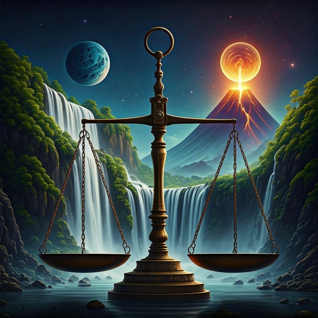 Waterfalls and Volcano Balanced on Astral Scales