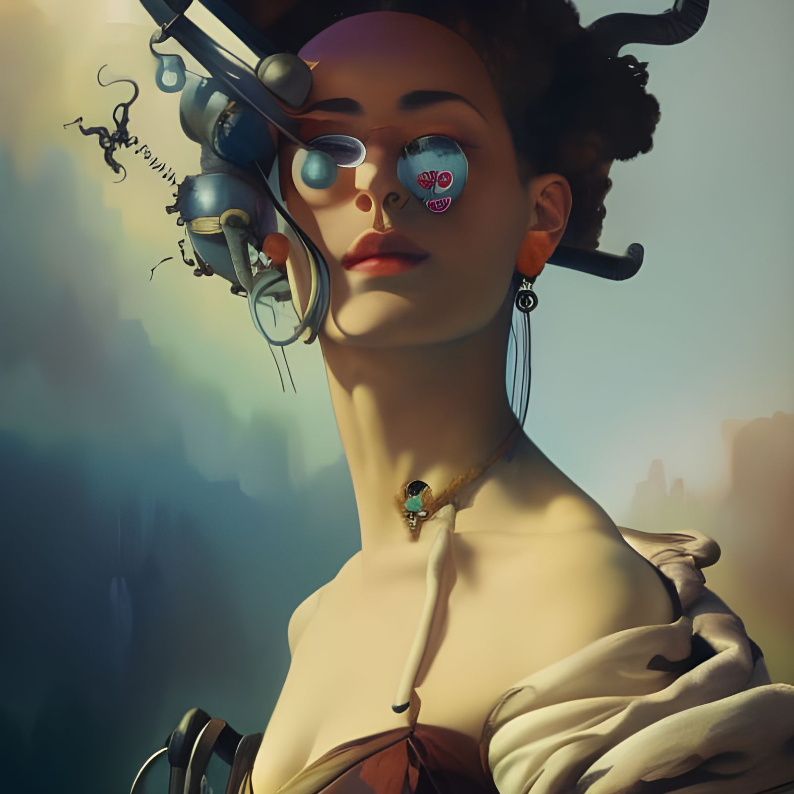 Surreal Steampunk Portrait in Kandinsky and Dali Style