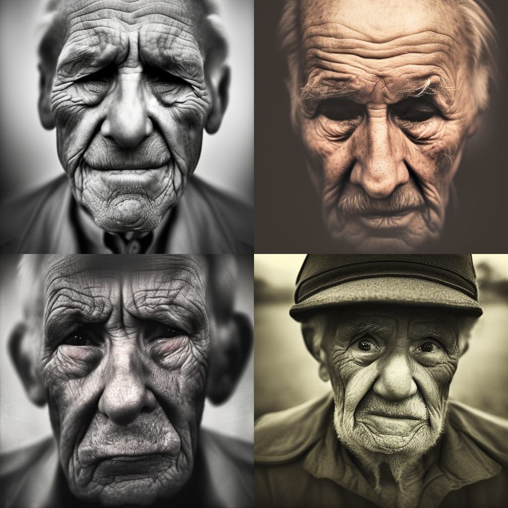 Poignant Portrait of an Old Man Crying