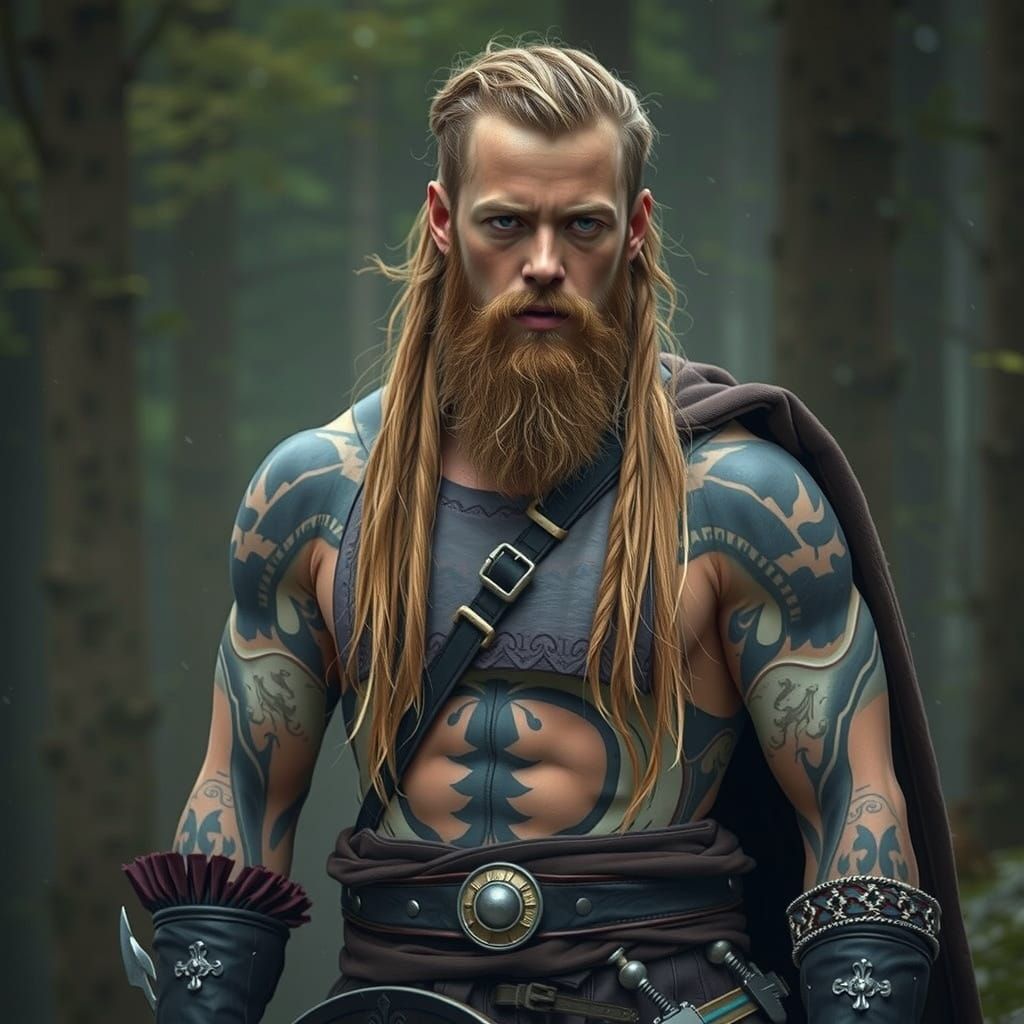 Heroic Viking Warrior in a Fjord Landscape