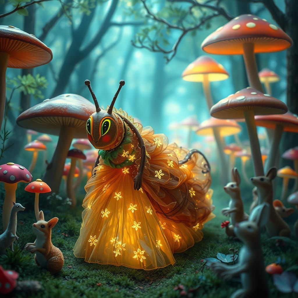 Caterpillar's Haute Couture Parade in Mushroom Forest