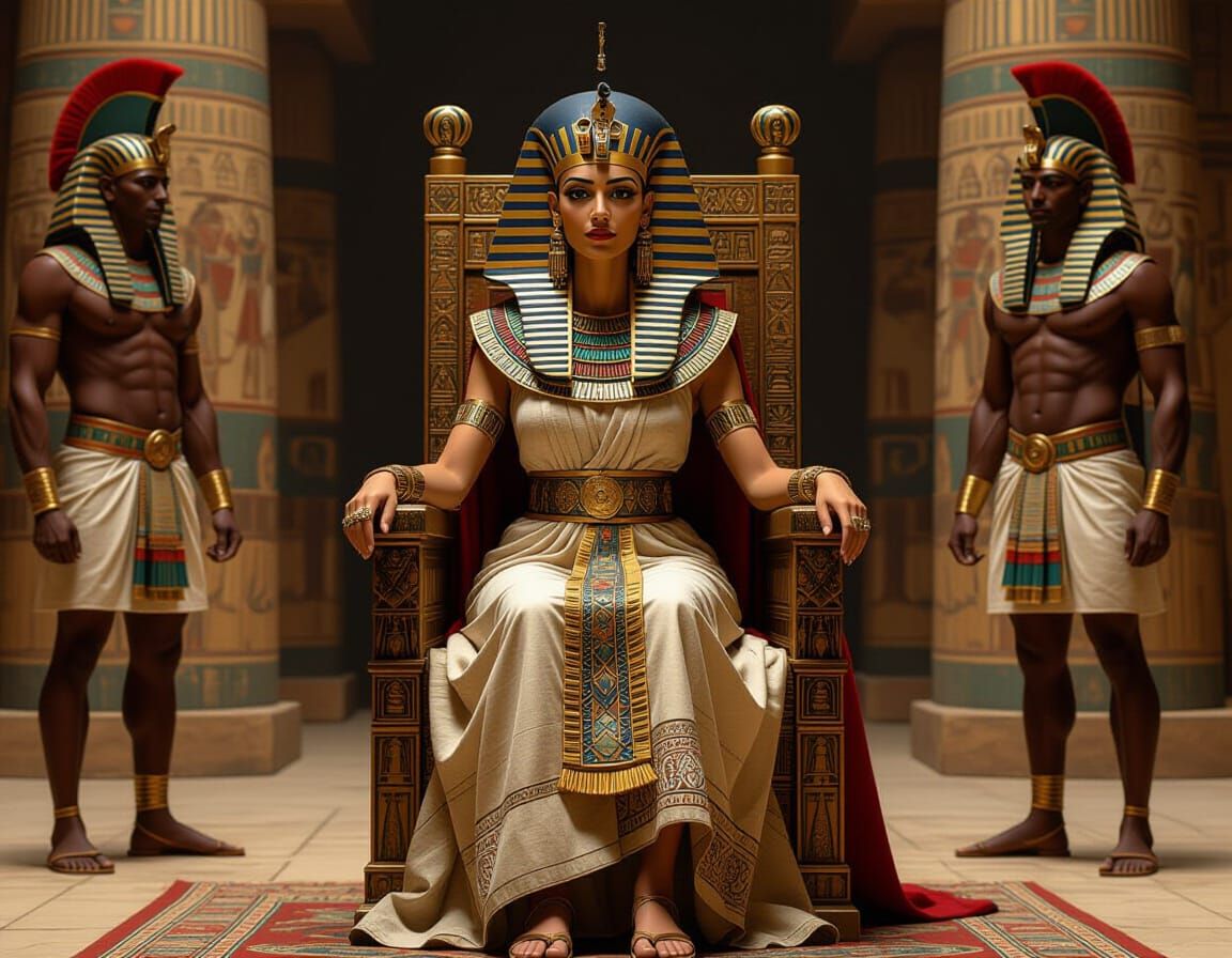 Regal Pharaoh Hapshetsut in Ancient Palace