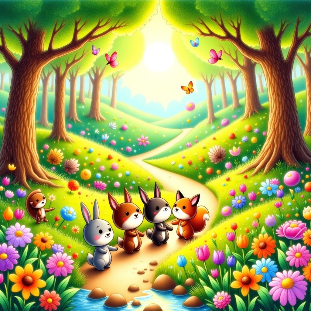 Whimsical Spring Adventure in Painterly Style