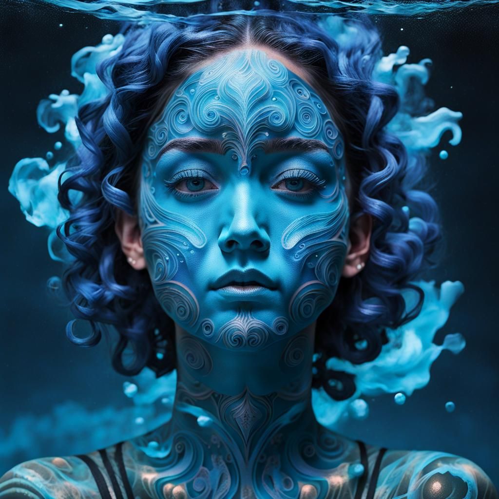 Oceanid: Double Exposure Star Nebula in Water