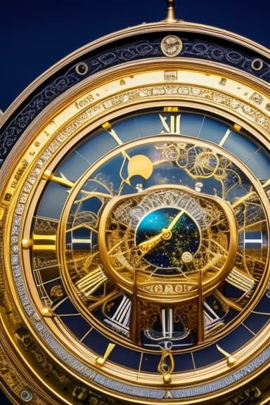 Grandfather Clock in Cosmic Dreamscape