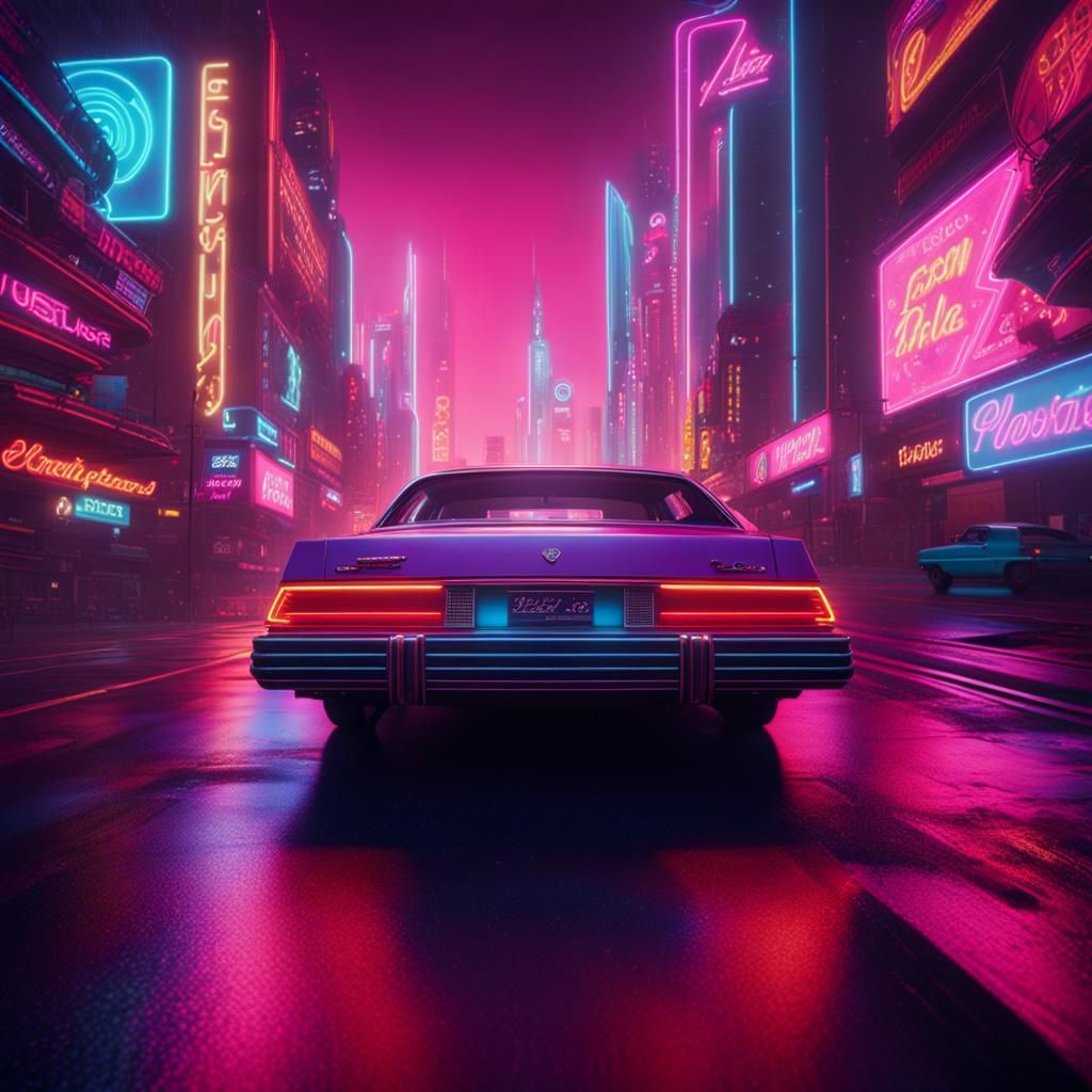 Retro Neon City Drive in 8K