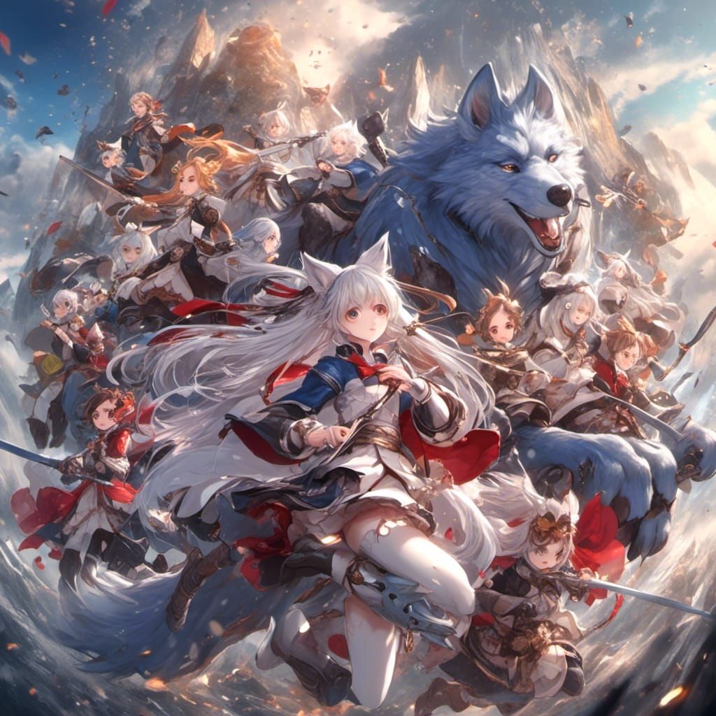 Legendary Wolf: Anime-Inspired Digital Art