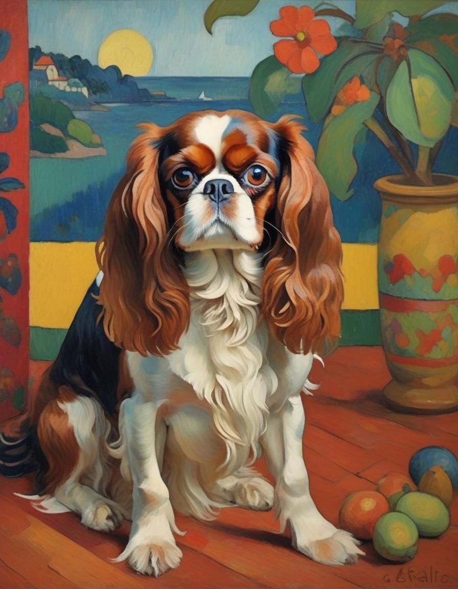 King Charles Spaniel as Post-Impressionist Art