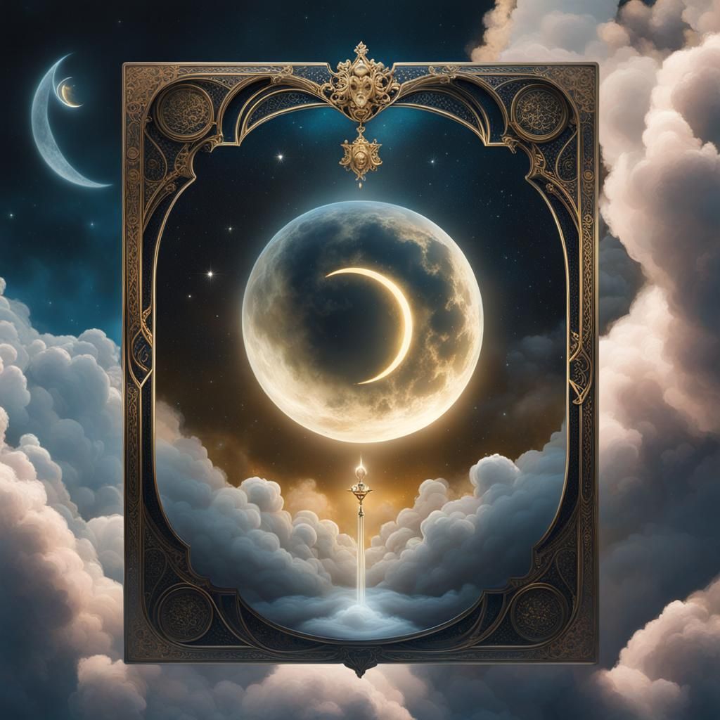 Hierophant Tarot Card in Cloudy Sky, Digital Art