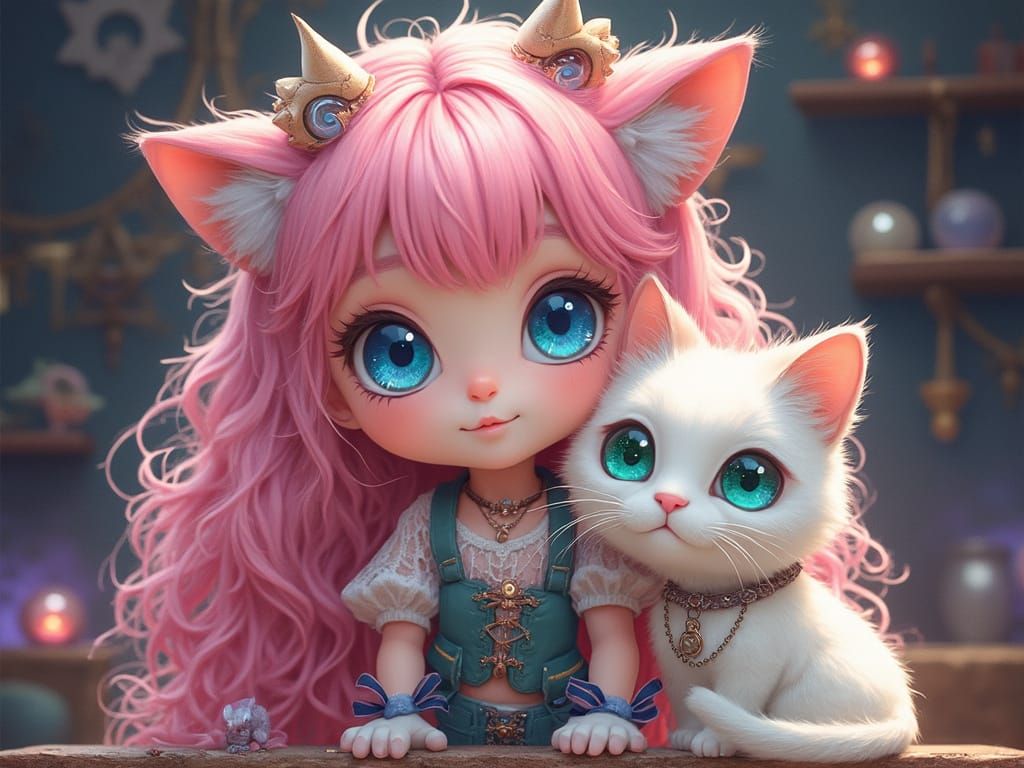 Anime Portrait: Cute Girl with Sparkling Blue Eyes