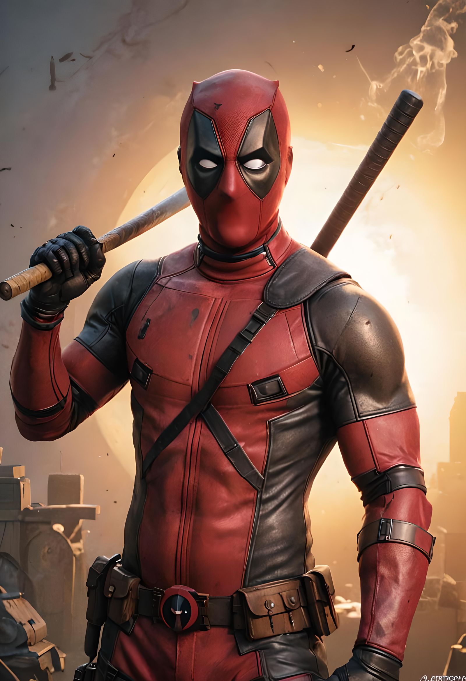 Hyperdetailed Deadpool Portrait in Dynamic Lighting