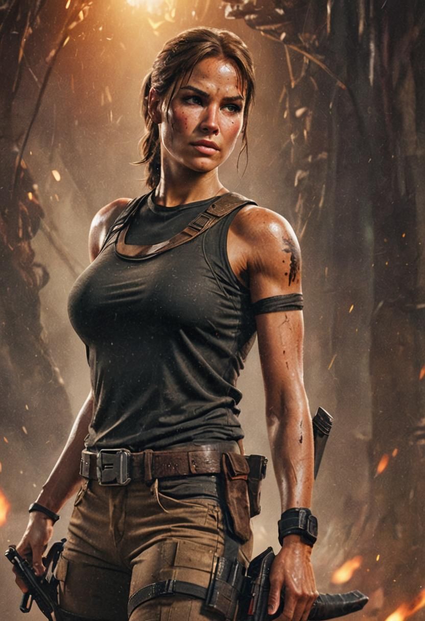 Lara Croft Portrait in High-Contrast Studio Lighting